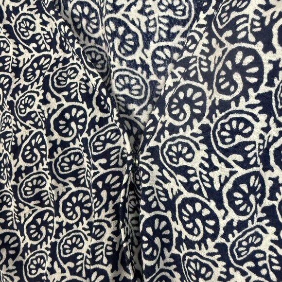 Talbots Wrap Blouse Womens XS Blue White Print Tie Waist 3/4 Sleeve Top - Picture 4 of 12